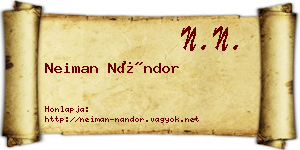 Neiman Nándor névjegykártya